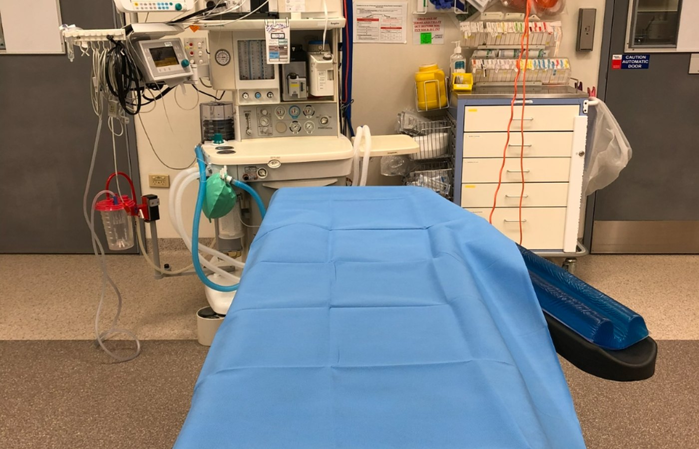 Anaesthetist reassuring a child before anaesthesia